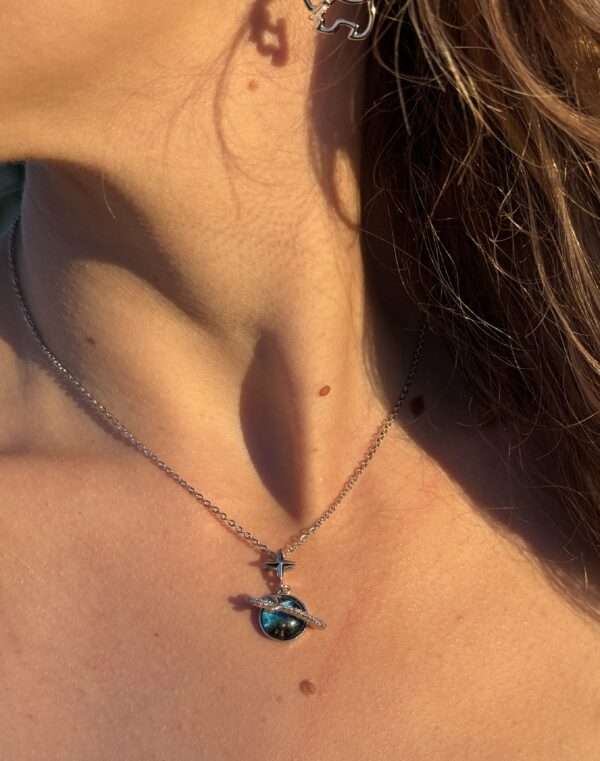 Planet Pendant Necklace – 18K Gold Plated, Zircon & Pearl