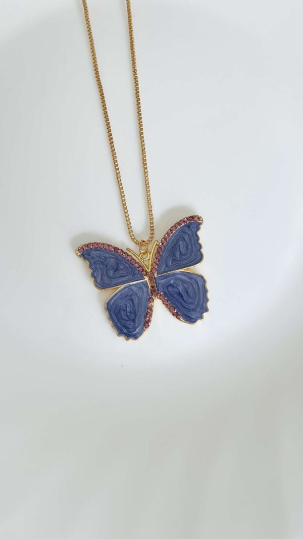 Purple butterfly necklace